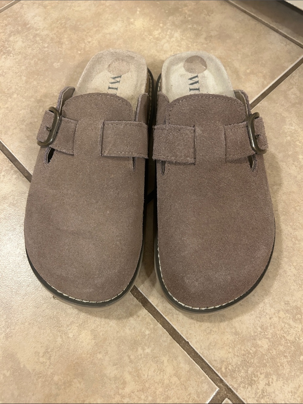 NWOT WILT 7.5 Suede Buckle Slip-On Clog -  gray